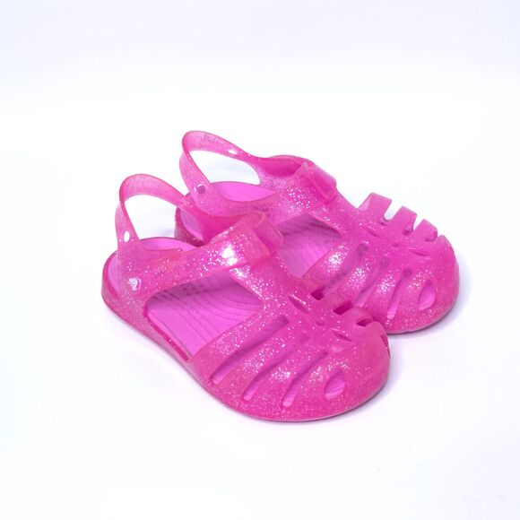 CROCS Isabella Glitter Jelly Sandals Bright Pink Baby Toddler Girls 208444 Sz 6C - Picture 1 of 7